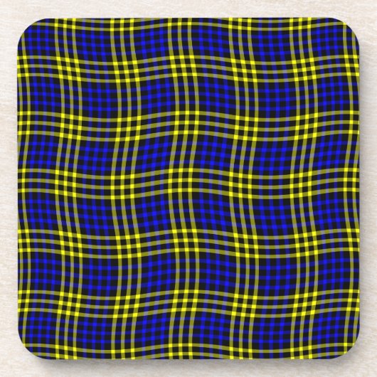 Blue Yellow Plaid Checker Seamless Pattern Getränkeuntersetzer (Vorderseite)