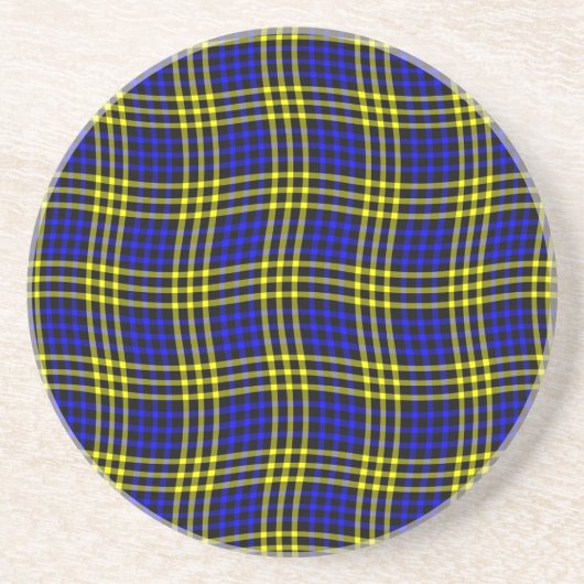 Blue Yellow Plaid Checker Seamless Pattern Getränkeuntersetzer (Vorne)