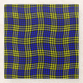 Blue Yellow Plaid Checker Seamless Pattern Glasuntersetzer (Vorderseite)