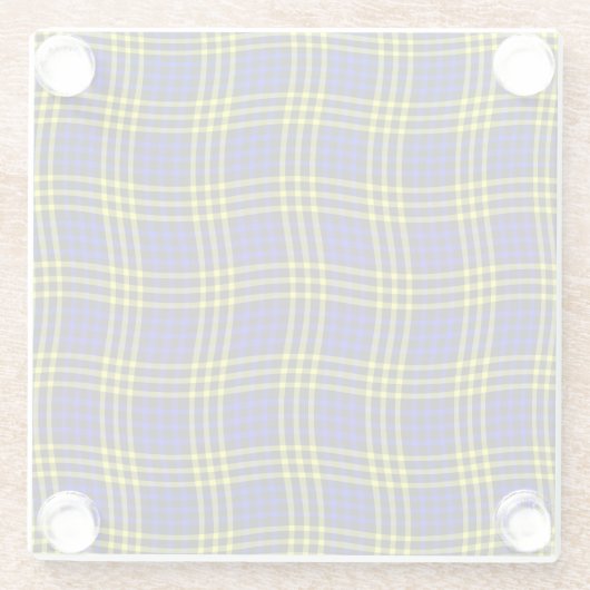 Blue Yellow Plaid Checker Seamless Pattern Glasuntersetzer (Rückseite)