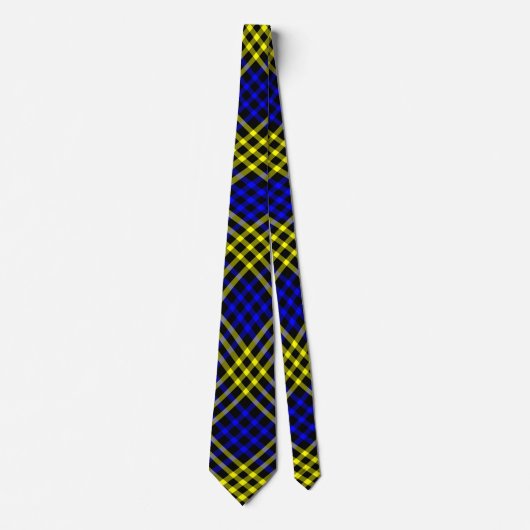 Blue Yellow Plaid Checker Seamless Pattern Krawatte (Vorderseite)