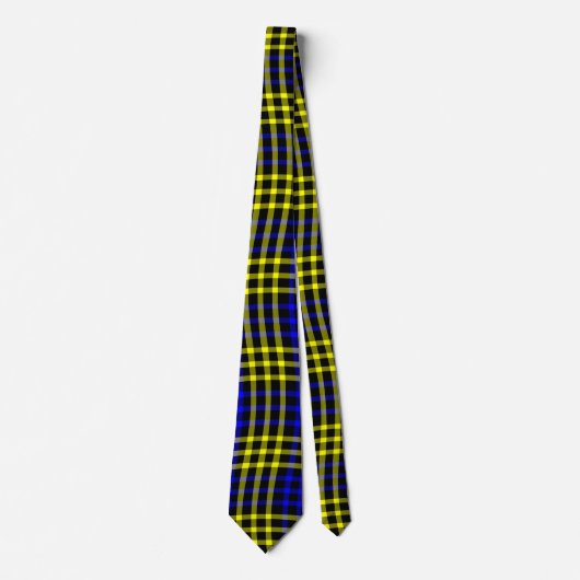 Blue Yellow Plaid Checker Seamless Pattern Krawatte (Vorderseite)