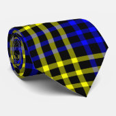 Blue Yellow Plaid Checker Seamless Pattern Krawatte (Gerollt)