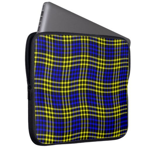 Blue Yellow Plaid Checker Seamless Pattern Laptopschutzhülle (Vorne Rechts)