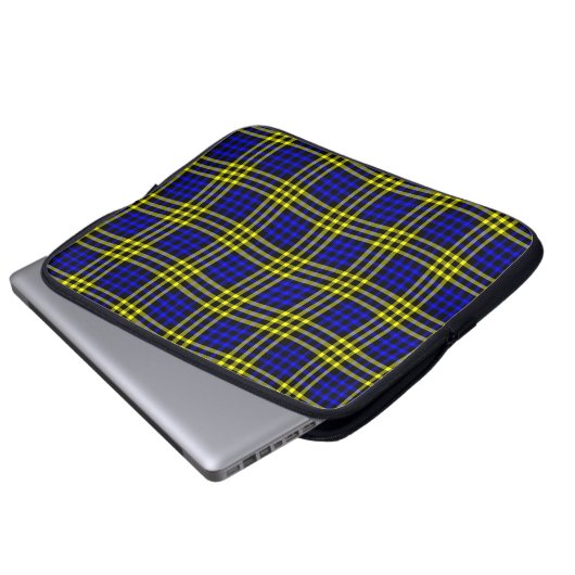 Blue Yellow Plaid Checker Seamless Pattern Laptopschutzhülle (Vorne Knopf)