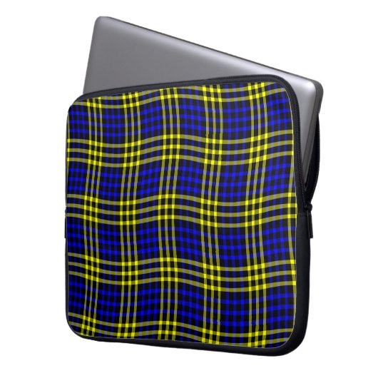 Blue Yellow Plaid Checker Seamless Pattern Laptopschutzhülle (Vorderseite Links)