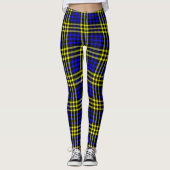 Blue Yellow Plaid Checker Seamless Pattern Leggings (Vorderseite)