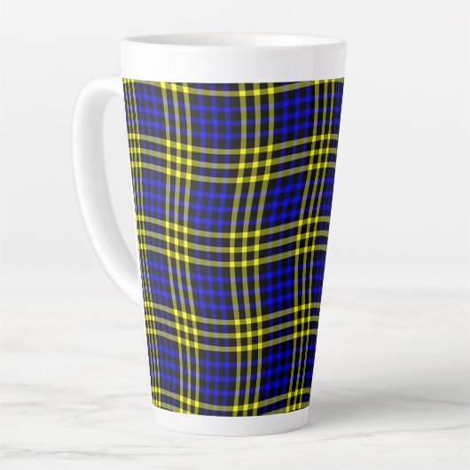 Blue Yellow Plaid Checker Seamless Pattern Milchtasse (Linke Ecke)