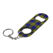 Blue Yellow Plaid Checker Seamless Pattern Mini Flaschenöffner (Vorderseite Schrägansicht)