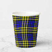 Blue Yellow Plaid Checker Seamless Pattern Pappbecher (Links)