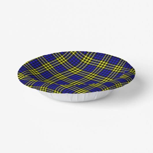 Blue Yellow Plaid Checker Seamless Pattern Pappteller (Gewinkelt)