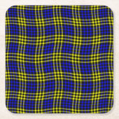 Blue Yellow Plaid Checker Seamless Pattern Rechteckiger Pappuntersetzer (Vorderseite)