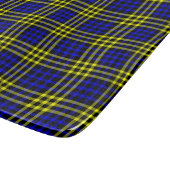Blue Yellow Plaid Checker Seamless Pattern Schneidebrett (Ecke)