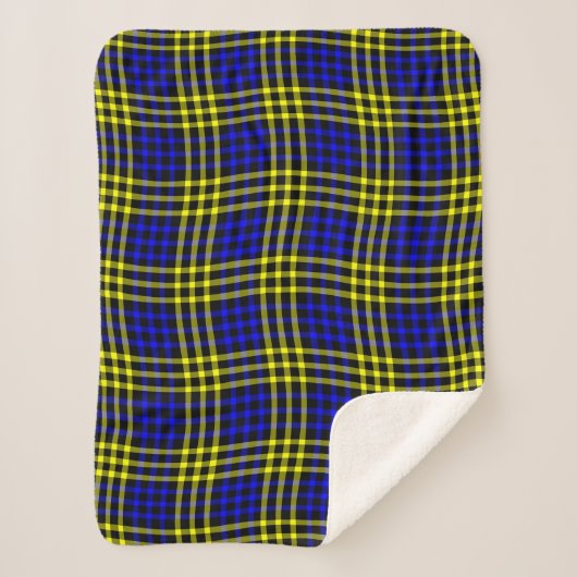 Blue Yellow Plaid Checker Seamless Pattern Sherpadecke (Vorderseite)