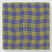 Blue Yellow Plaid Checker Seamless Pattern Steinuntersetzer (Vorderseite)