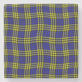 Blue Yellow Plaid Checker Seamless Pattern Steinuntersetzer