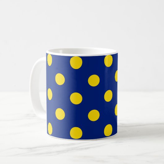 Blue Yellow Polka Dots Design Kaffeetasse (Vorderseite Links)