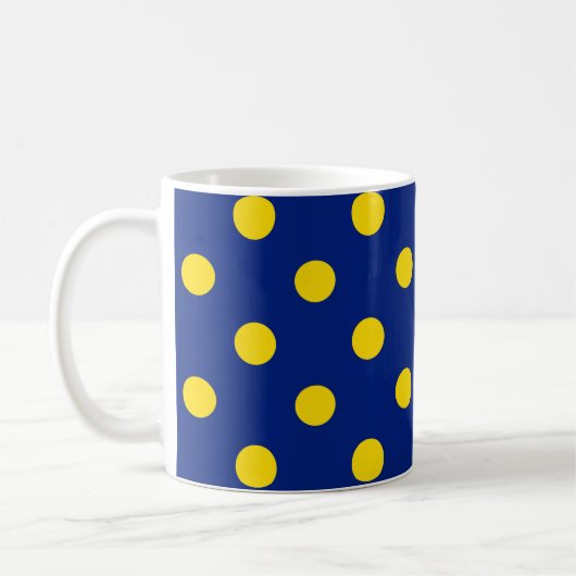 Blue Yellow Polka Dots Design Kaffeetasse (Links)