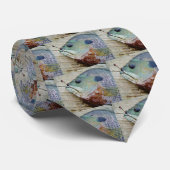 Blue yellow purple teal, Bluegill fish on dock Krawatte (Gerollt)