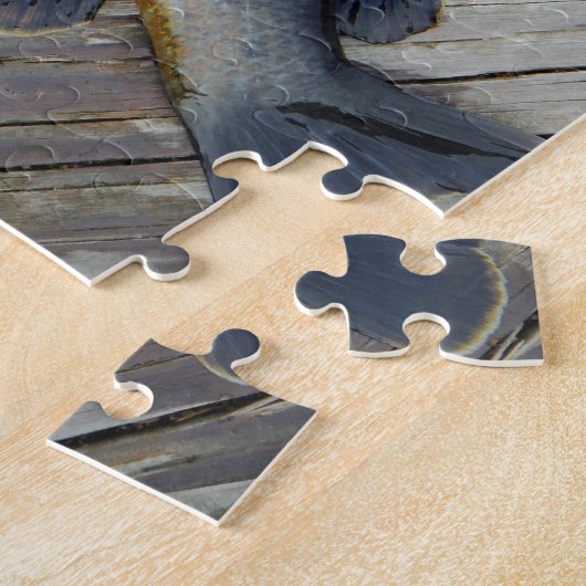 Blue yellow purple teal, Bluegill fish on dock Puzzle (Seite)