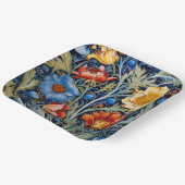 Blue Yellow Red Blume William Morris Style Pappteller (Gewinkelt)