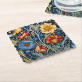 Blue Yellow Red Blume William Morris Style Untersetzer (angewinkelt)