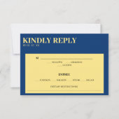 Blue & Yellow Response Wedding RSVP Karte (Vorderseite)