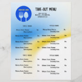 Blue, Yellow Restaurant Take Out Menü mit QR Code (Vorne)