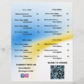Blue, Yellow Restaurant Take Out Menü mit QR Code (Hinten)