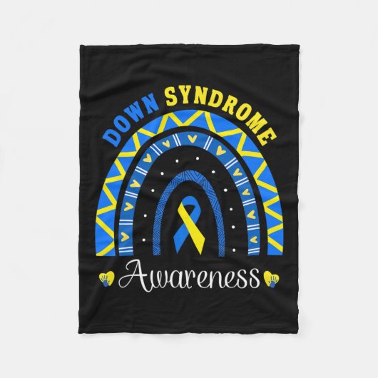 Blue Yellow Ribbon Down Syndrome Awareness Family Fleecedecke (Vorderseite)