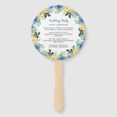 Blue Yellow Rose Garden Wedding Program Hand Fan Fächer (Rückseite)
