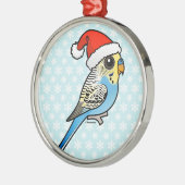 Blue & Yellow Santa Budgie Ornament Aus Metall (Links)