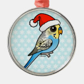 Blue & Yellow Santa Budgie Ornament Aus Metall (Vorne)