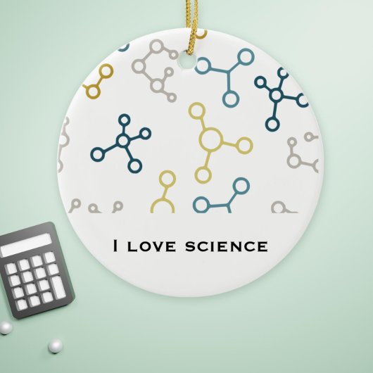 Blue Yellow Science Chemical Molecules Weihnachten Keramik Ornament