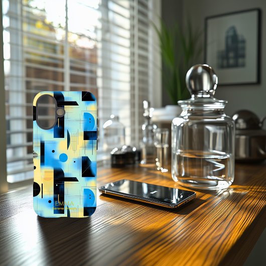 Blue & Yellow Serene Geometrie Art Phone Case