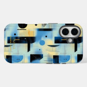 Blue & Yellow Serene Geometrie Art Phone Case (Rückseite (Horizontal))