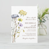 Blue Yellow Simple Wildblumen Christlich Wedding Einladung (Stehend Vorderseite)