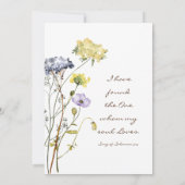 Blue Yellow Simple Wildblumen Christlich Wedding Einladung (Rückseite)