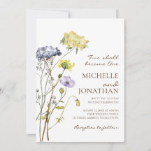 Blue Yellow Simple Wildblumen Christlich Wedding
