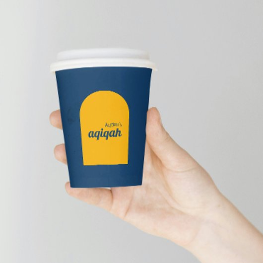 Blue Yellow Solid Color Schlicht Aqiqah Baby Dusch Pappbecher