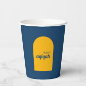 Blue Yellow Solid Color Schlicht Aqiqah Baby Dusch Pappbecher (Rückseite)