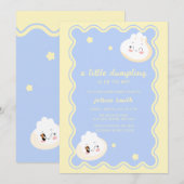 Blue Yellow Star Chinese Dumpling Baby Shower  Einladung (Vorne/Hinten)