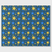 Blue & Yellow Star Pattern Gift Wrapping Paper Geschenkpapier (Flach)
