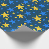 Blue & Yellow Star Pattern Gift Wrapping Paper Geschenkpapier (Ecke)
