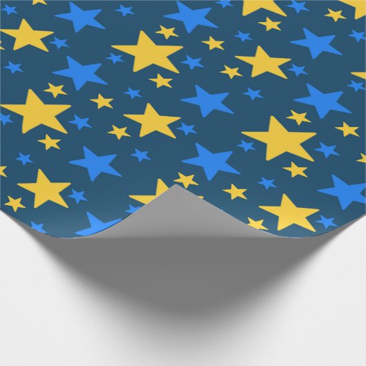 Blue & Yellow Star Pattern Gift Wrapping Paper Geschenkpapier (Ecke)