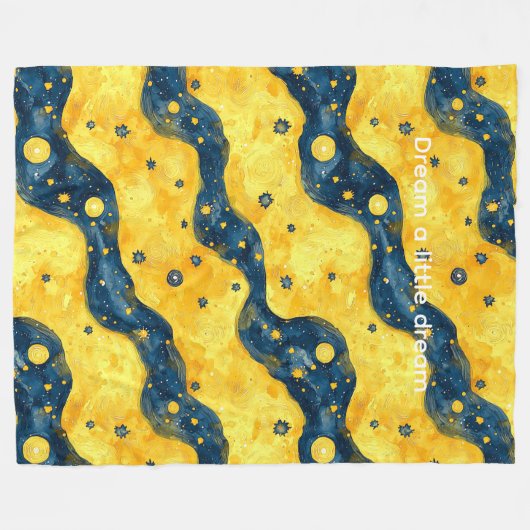 Blue Yellow Starry Sky Fleecedecke (Vorderseite (Horizontal))