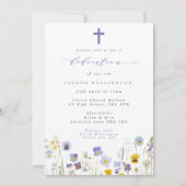 Blue & Yellow Stiefmütterchens Wildblumen Kinderbe Einladung (Vorderseite)