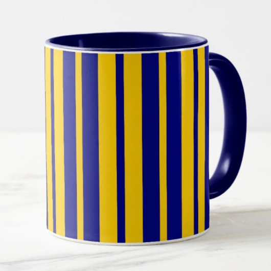 Blue Yellow Stylish Stripes Pattern Design Tasse