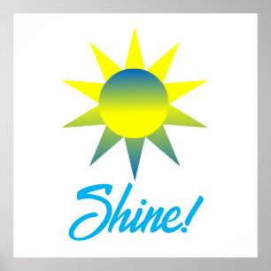 Blue Yellow Sun Shine Poster