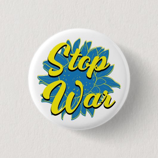 BLUE & YELLOW SUNFLOWER STOPP UKRANISCHER KRIEG BUTTON (Vorderseite)